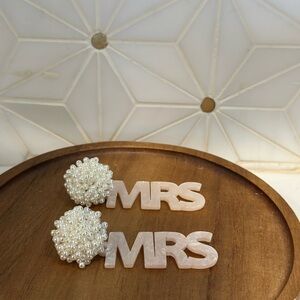 Pearl Beaded Mrs Bridal Shower Bachelorette Party Earrings